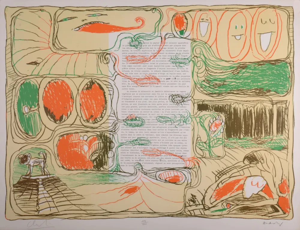 Litografía Alechinsky - Placard, 1975