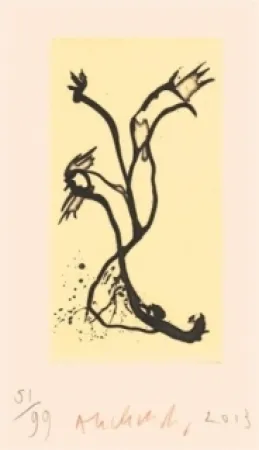 Aguafuerte Alechinsky - Portrait aux 3 crayons