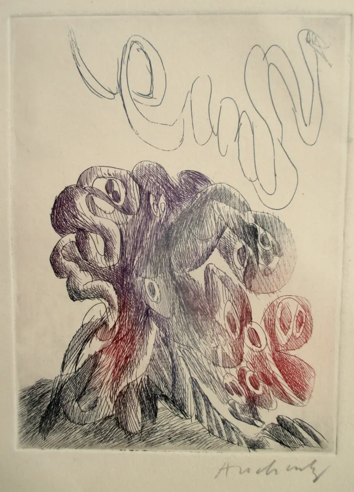 Aguafuerte Alechinsky - Quelques vieilles lignes IX