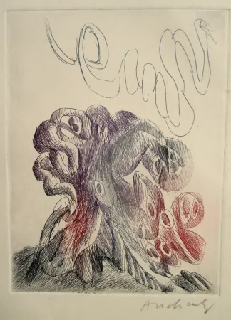 Aguafuerte Alechinsky - Quelques vieilles lignes IX