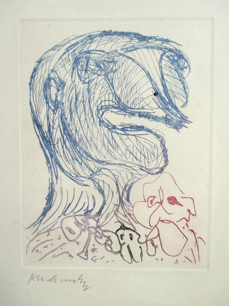 Aguafuerte Alechinsky - Quelques vieilles lignes X
