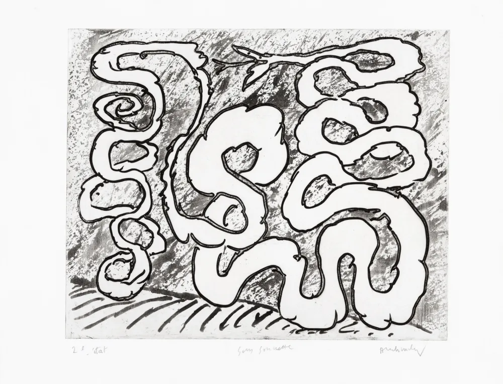 Aguafuerte Alechinsky - Sans sonnette 2ème état