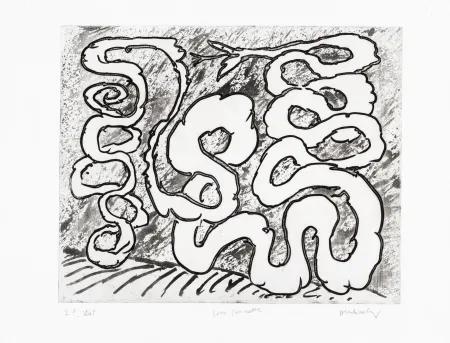 Aguafuerte Alechinsky - Sans sonnette 2ème état