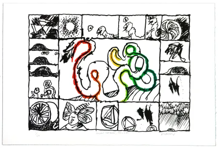 Litografía Alechinsky - Serpent restauré