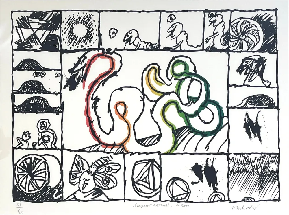 Litografía Alechinsky - Serpent restauré