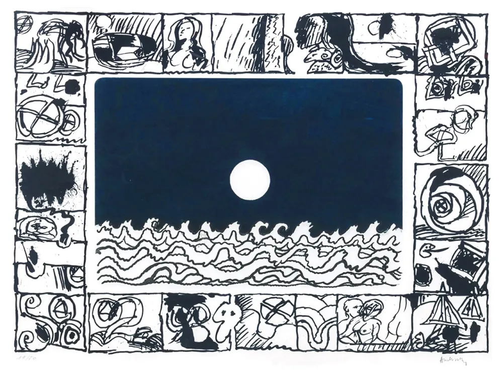 Aguatinta Alechinsky - Soleil cou coupé