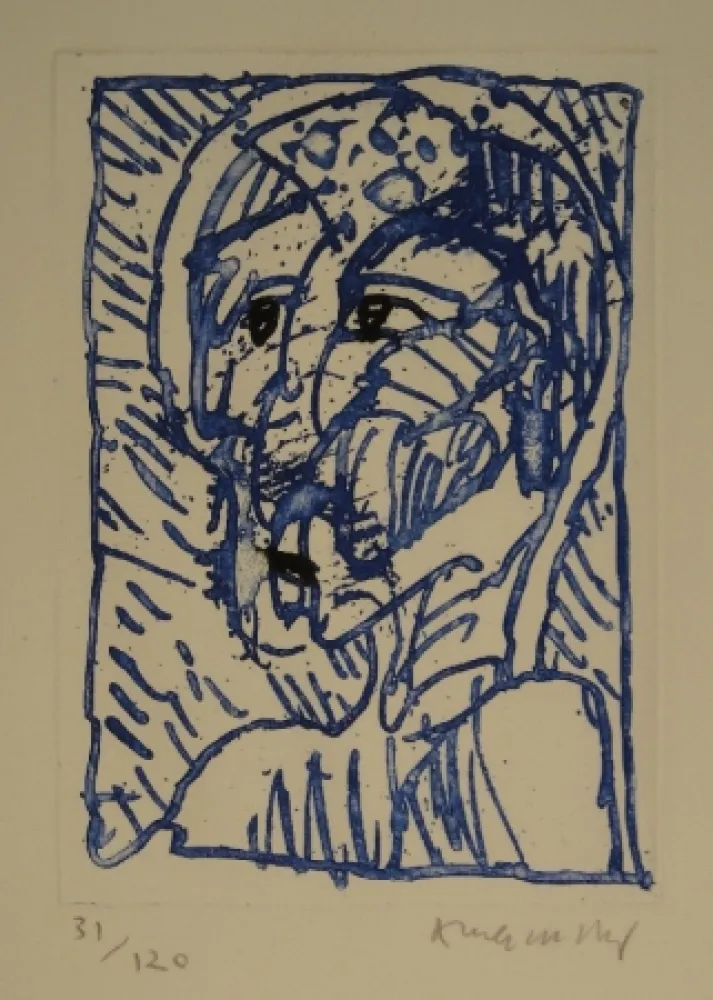 Aguafuerte Alechinsky - Tête / Kopf. 