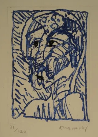 Aguafuerte Alechinsky - Tête / Kopf. 