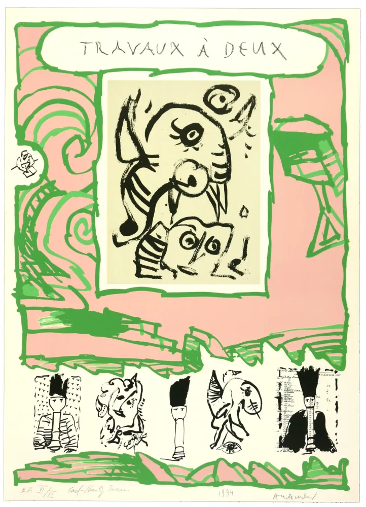 Litografía Alechinsky - Travaux à deux