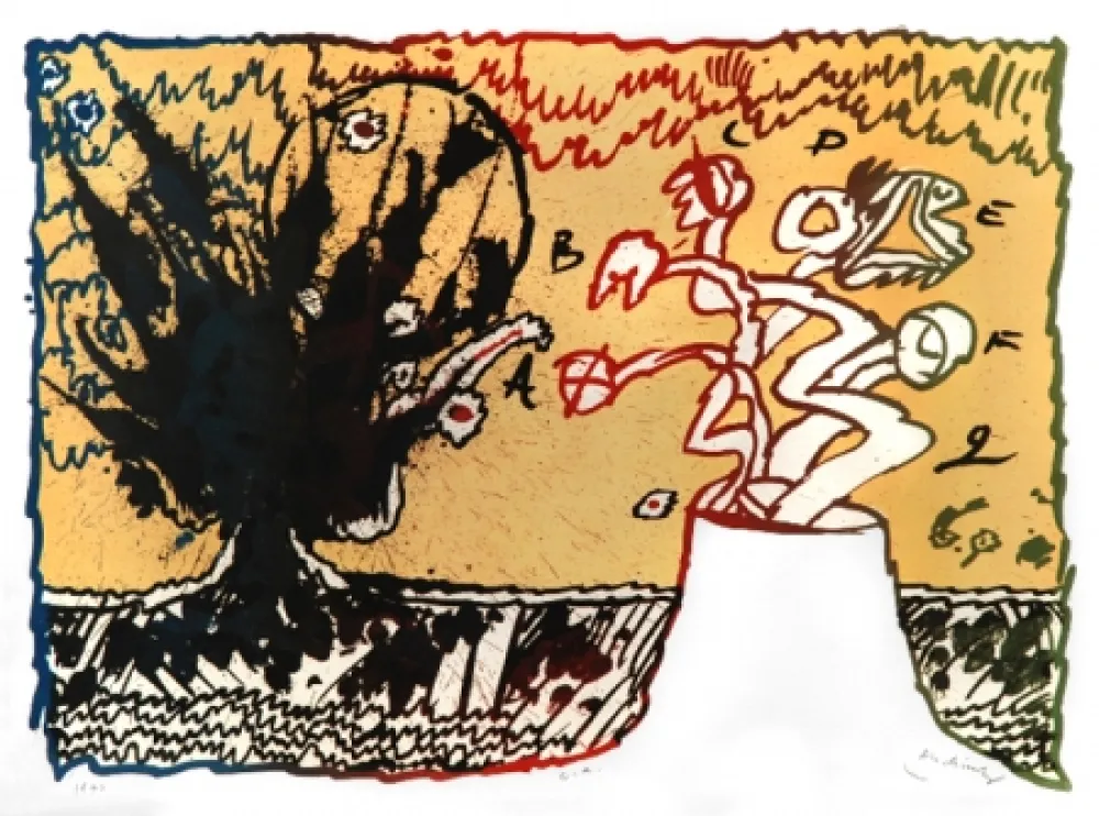 Litografía Alechinsky - VOLCAN