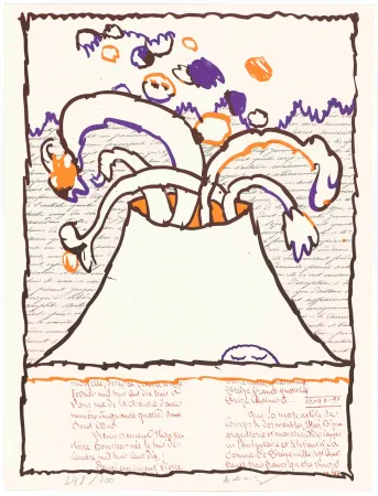 Litografía Alechinsky - Volcan dépeint