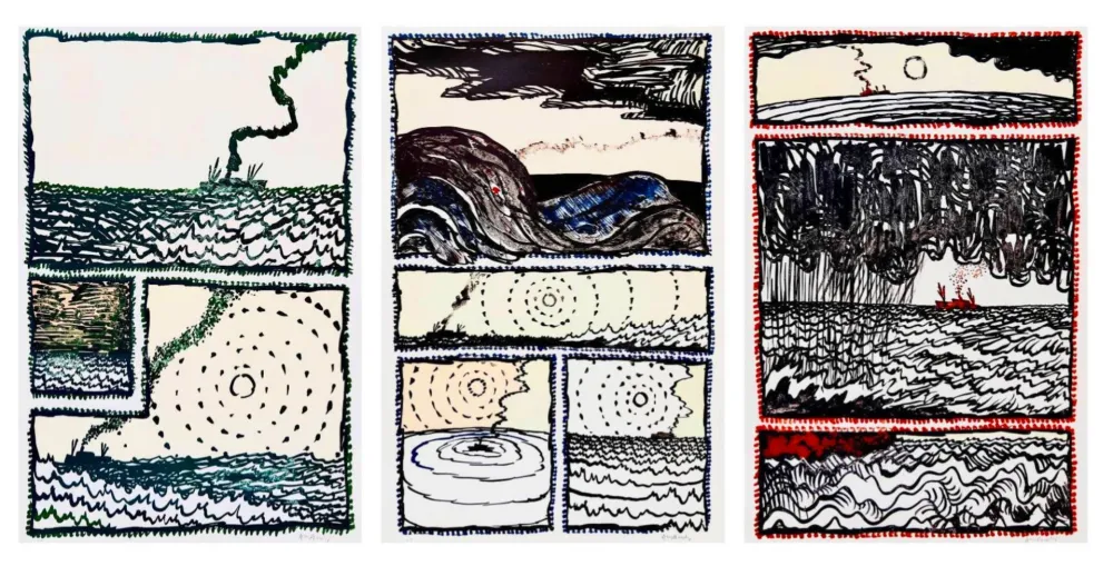 Litografía Alechinsky - Volturno I, II, III