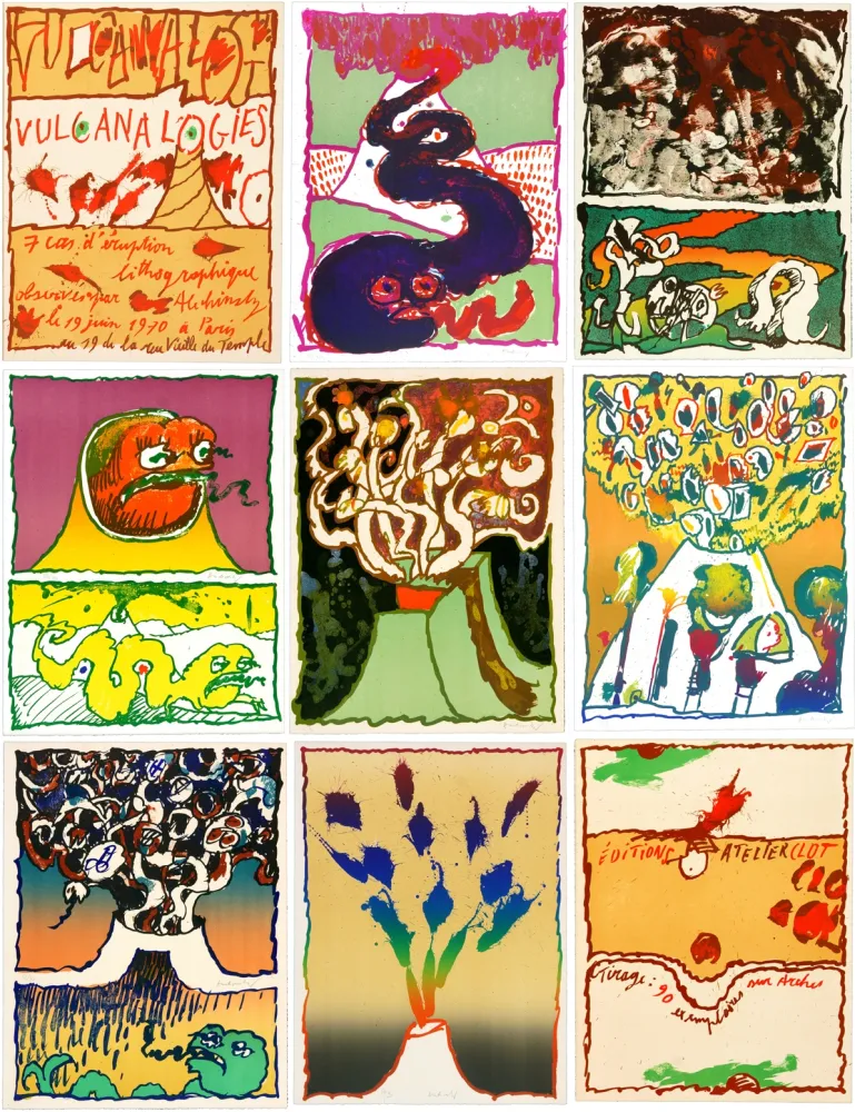 Litografía Alechinsky - Vulcanalogies I, II, III, IV, V, VI, VII (complete portfolio)