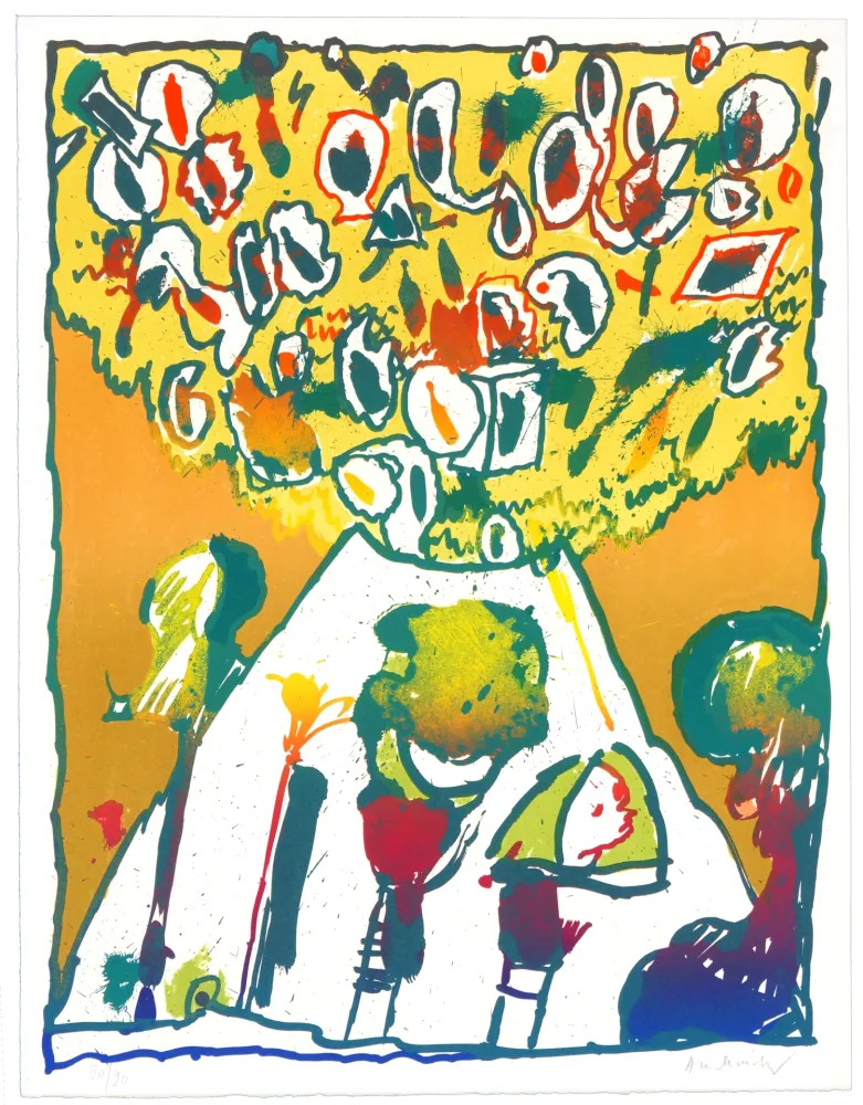 Litografía Alechinsky - Vulcanalogies VI