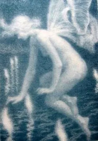 Litografía Alleaume - Phalène et les feux follets