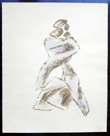 Sin Técnico Àngel - Boceto escultura - Original Drawing - Signed