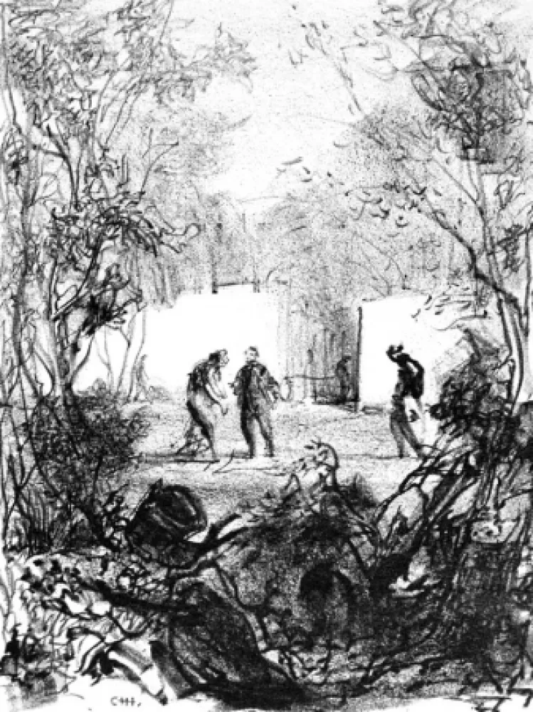 Litografía Annigoni - Figure