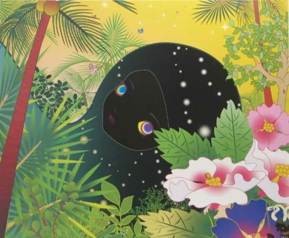 Litografía Aoshima - Building Head - Palm Trees