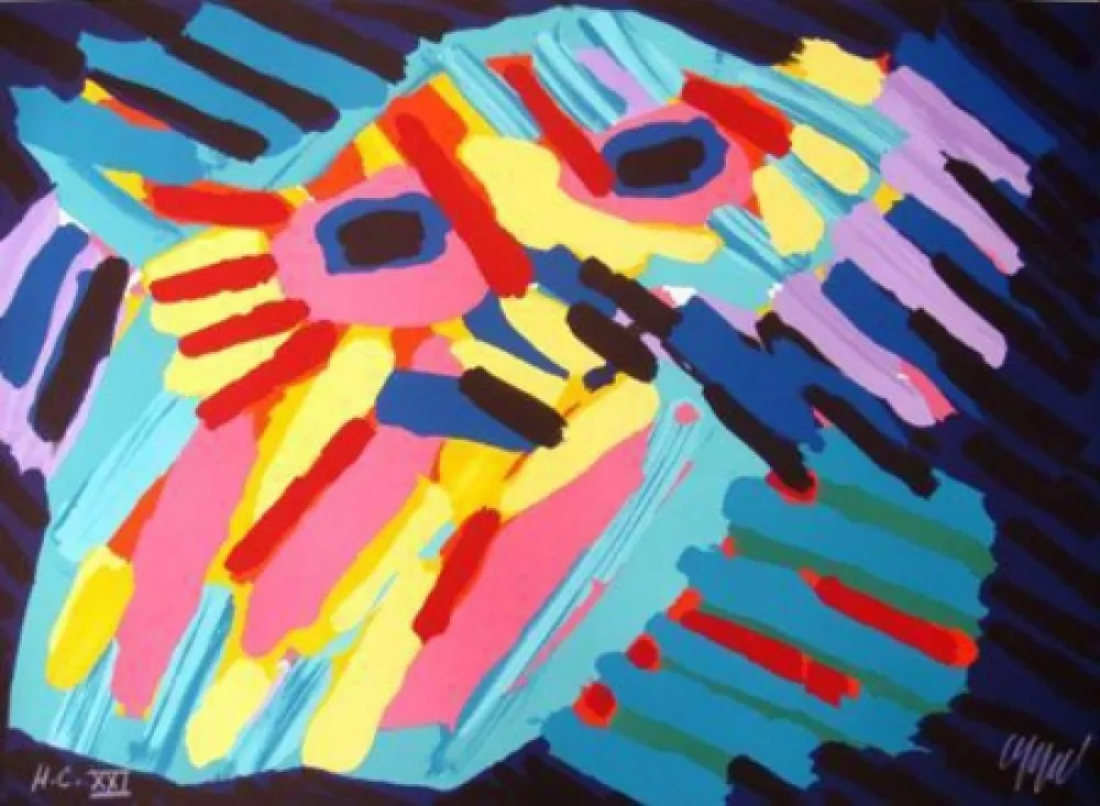 Litografía Appel - Big head coming