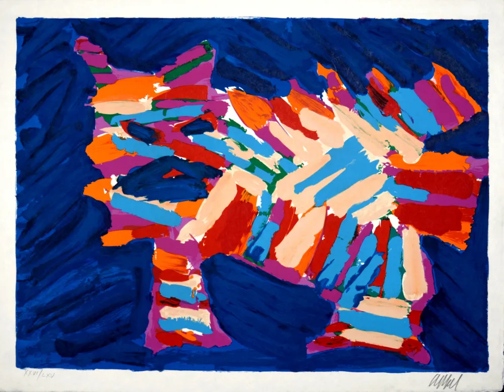 Litografía Appel - Blue Cat, 1978 - Hand-signed!