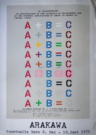 Serigrafía Arakawa - „10 reassembling an investigation of the elements of reassembly and of the possible applications of these in order to change usage“, 1972.