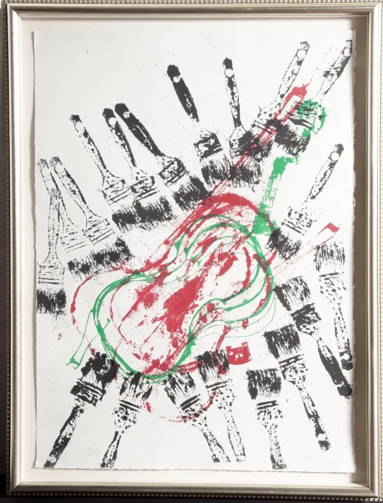 Serigrafía Arman - Empreinted De Violins Et Pinceaux