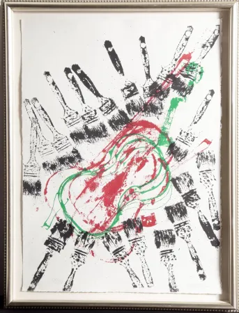 Serigrafía Arman - Empreinted De Violins Et Pinceaux