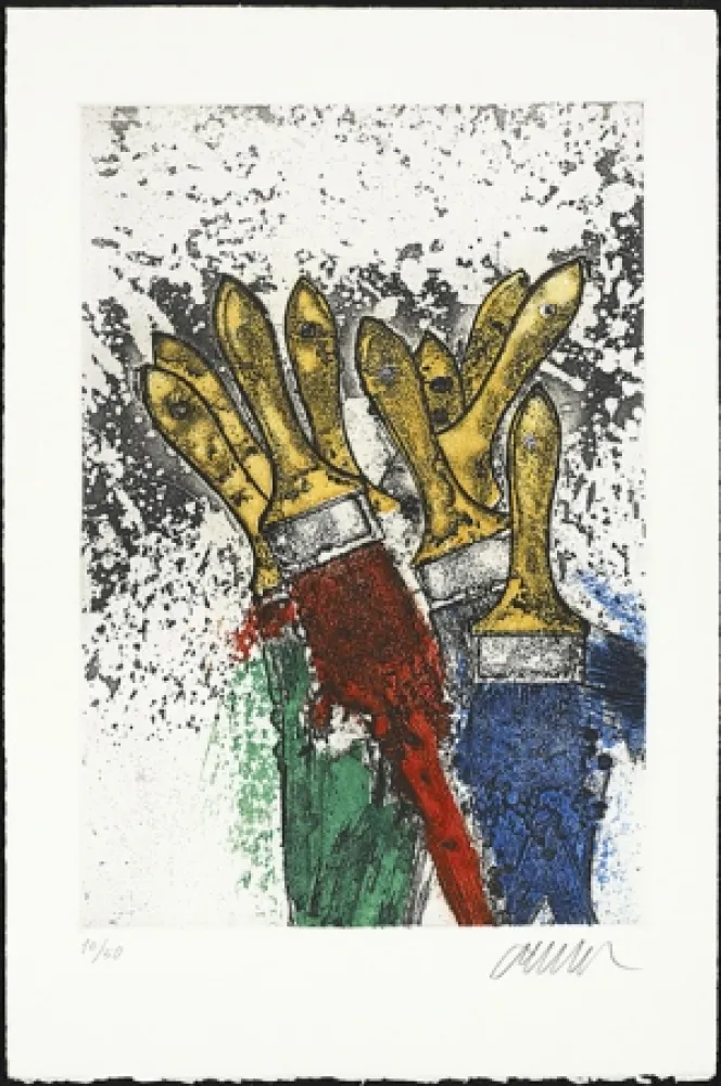 Aguafuerte Arman - Les manches jaunes