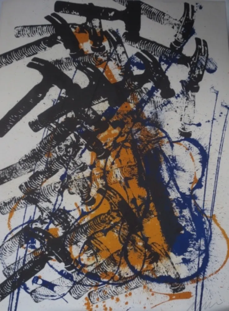 Litografía Arman - Violon et marteaux