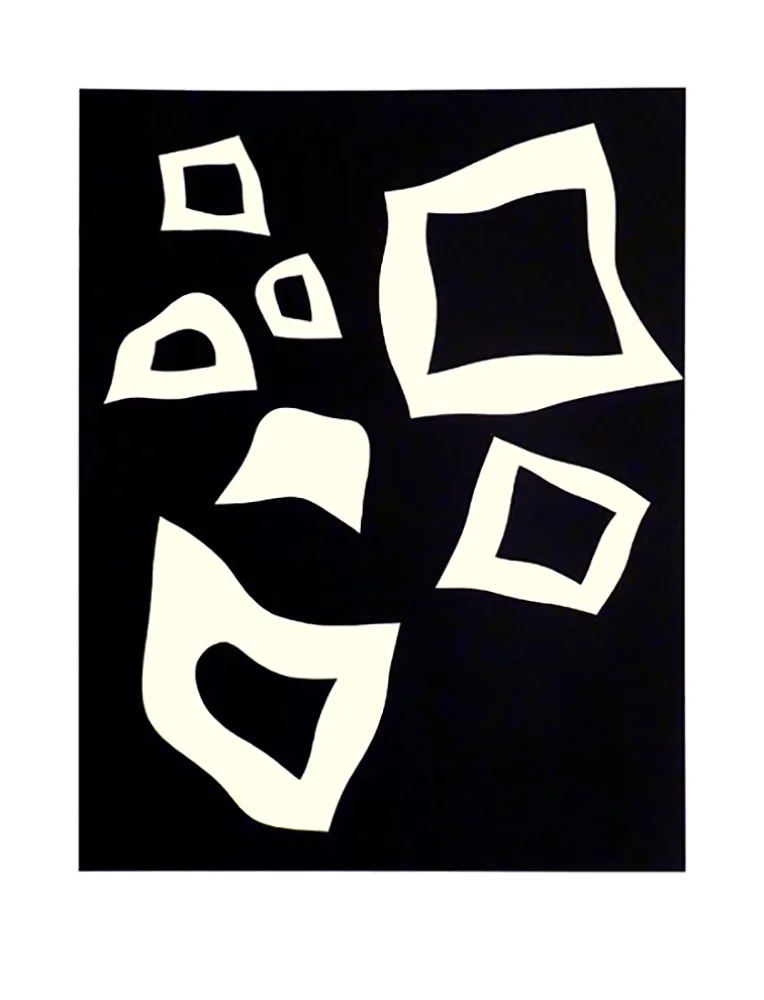 Litografía Arp - CONSTELLATION 7 BLANCHES SUR NOIR (1960).