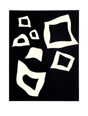 Litografía Arp - CONSTELLATION 7 BLANCHES SUR NOIR (1960).