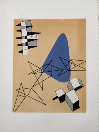 Litografía Arp - Jean Arp, Alberto Magnelli & Sophie Taeuber-Arp. - Untitled Collaboration, Aux Nourritures Terrestres, 1950