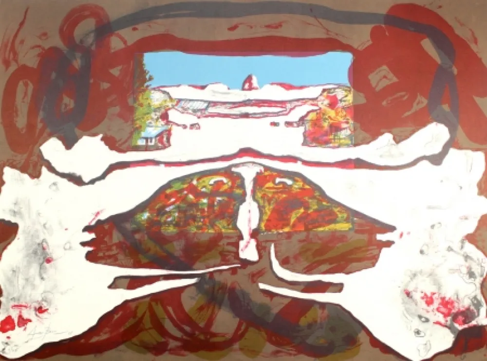 Litografía Arranz-Bravo - Casa con Cielo Azul