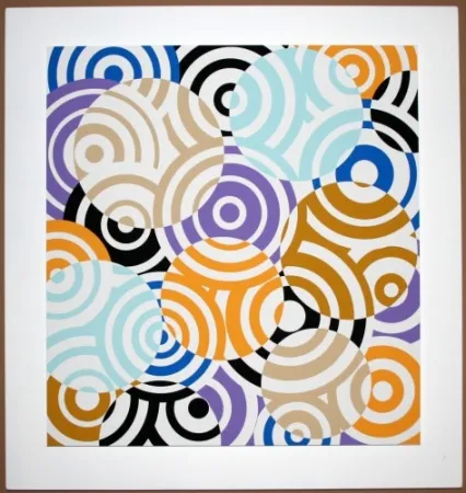 Grabado En Madera Asis - Interferences cercles de couleurs