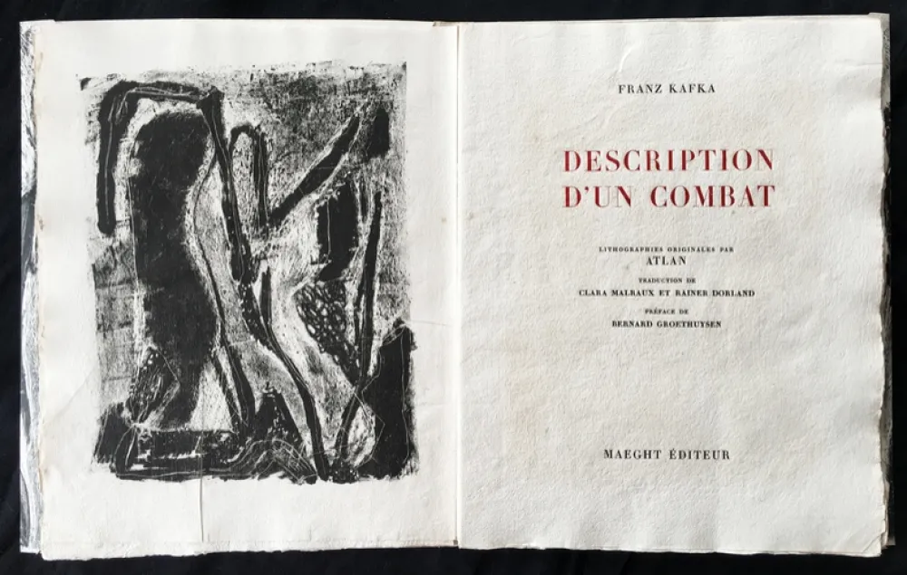 Libro Ilustrado Atlan - F. Kafka. DESCRIPTION D'UN COMBAT. Lithographies originales d'Atlan (1946)