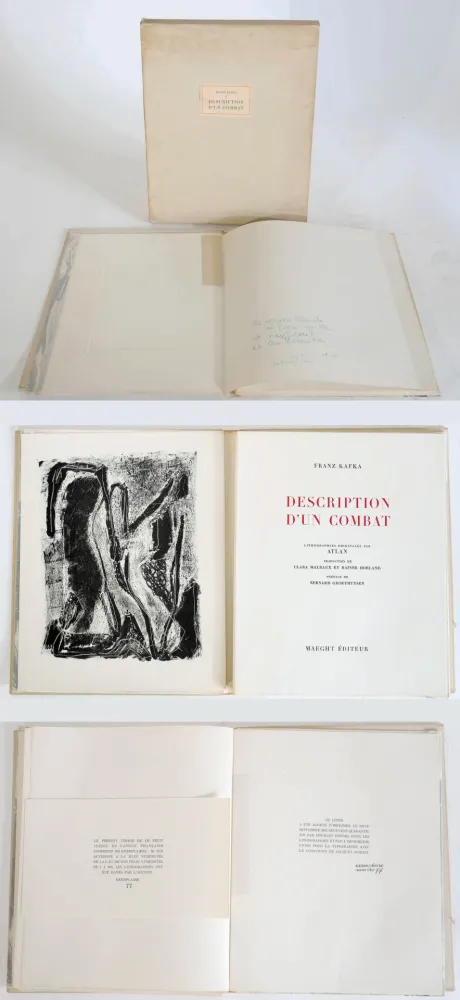 Libro Ilustrado Atlan - Kafka. DESCRIPTION D'UN COMBAT. 16 ithographies originales d'Atlan (1946)