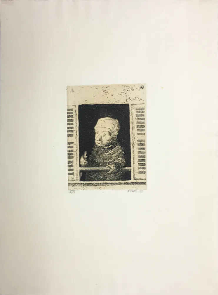 Aguatinta Avati - Femme de ménage à la fenêtre (1951)