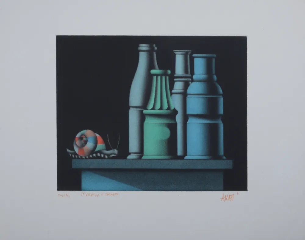 Grabado Avati - Un escargot se promène, 1972 - Hand-signed