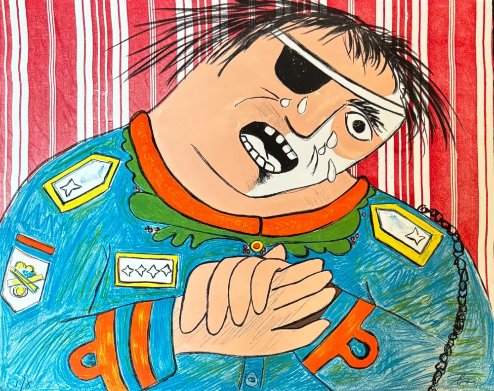 Litografía Baj - Enrico Baj (1924–2003) – Dayan – Color lithograph on paper – 1965