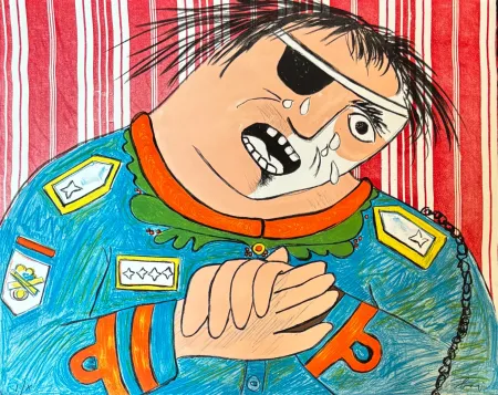 Litografía Baj - Enrico Baj (1924–2003) – Dayan – Color lithograph on paper – 1965