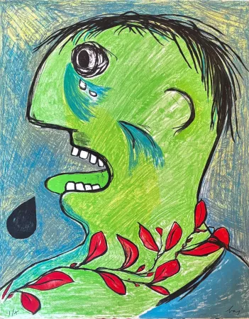 Litografía Baj - Enrico Baj (1924–2003) – Fernandez de Moratin – Color lithograph on paper – 1965