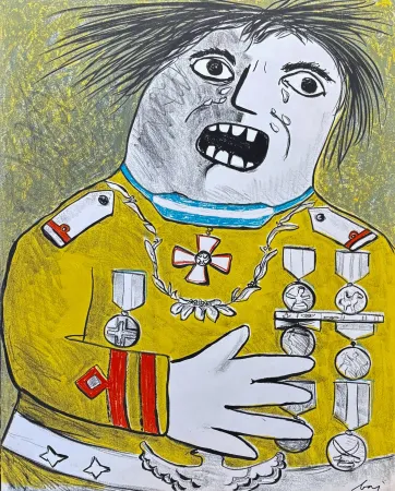 Litografía Baj - Enrico Baj (1924–2003) – Le comte de Guèbriant – Color lithograph on paper– 1965