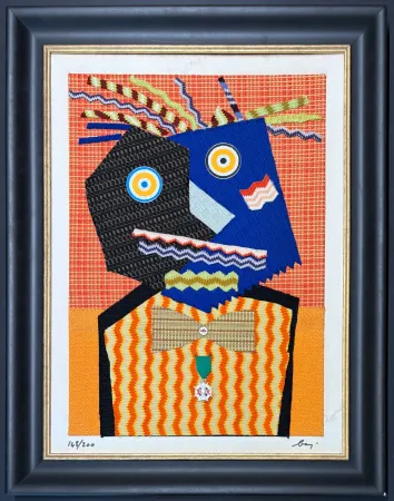 Múltiple Baj - Enrico Baj (1924–2003) – MISTER DUPONT DE NEMOURS – Fabrics and collage on board – 1969