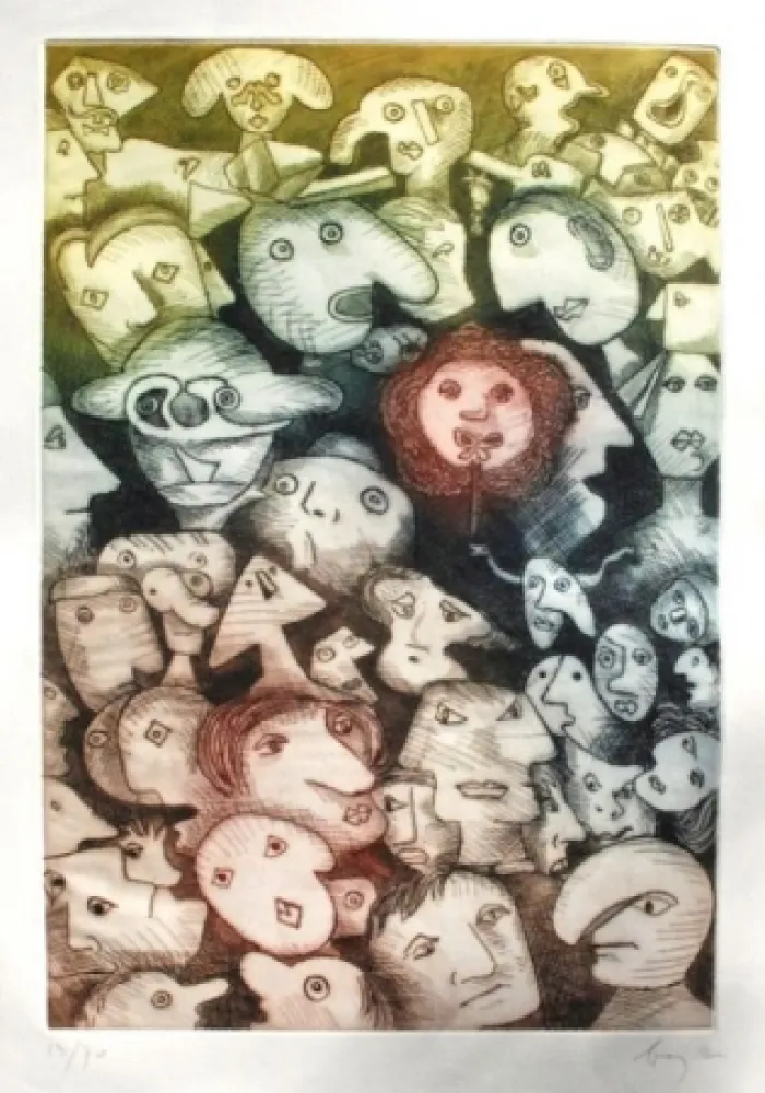 Grabado Baj - Grande folla