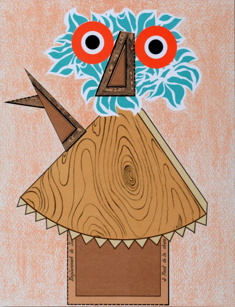 Litografía Baj - Hibou, 1975