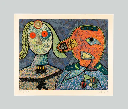 Serigrafía Baj - Il generale Dada e una delle sue mogli