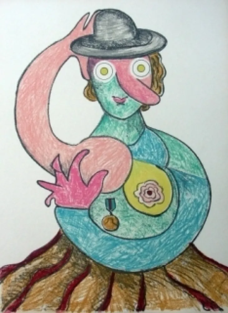 Litografía Baj - La femme au chapeau