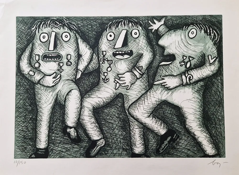 Aguafuerte Baj - Nixon parade III