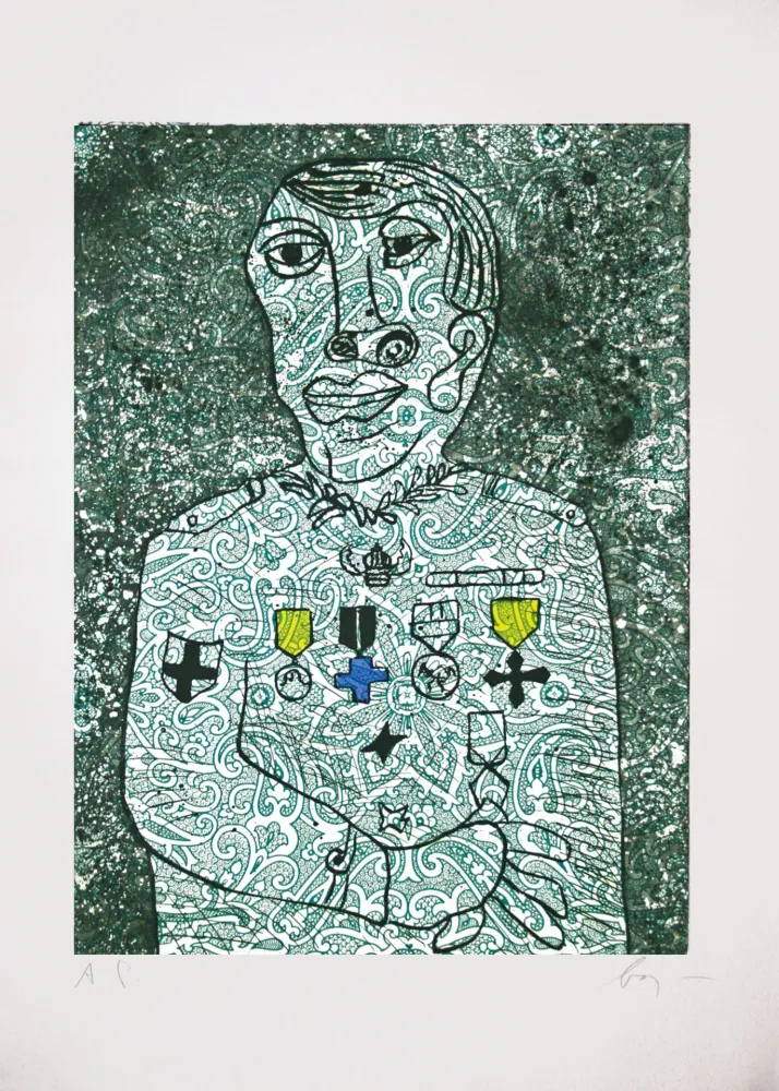 Grabado Baj - Personnage de guerre