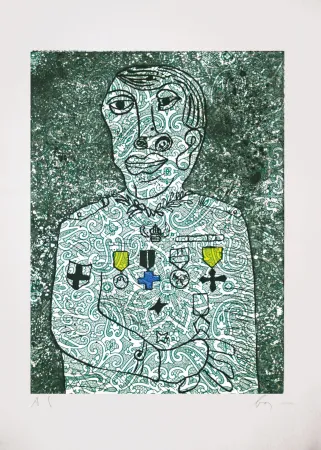 Grabado Baj - Personnage de guerre